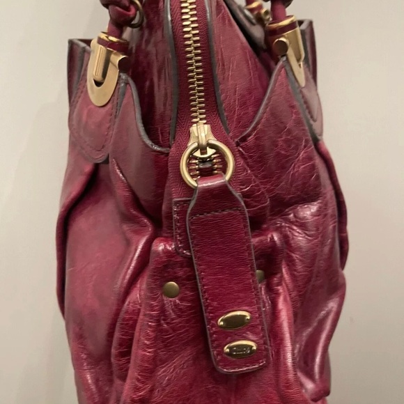 CHLOE Plum Lambskin Leather Heloise Large Satchel Bag - Picture 5 of 10